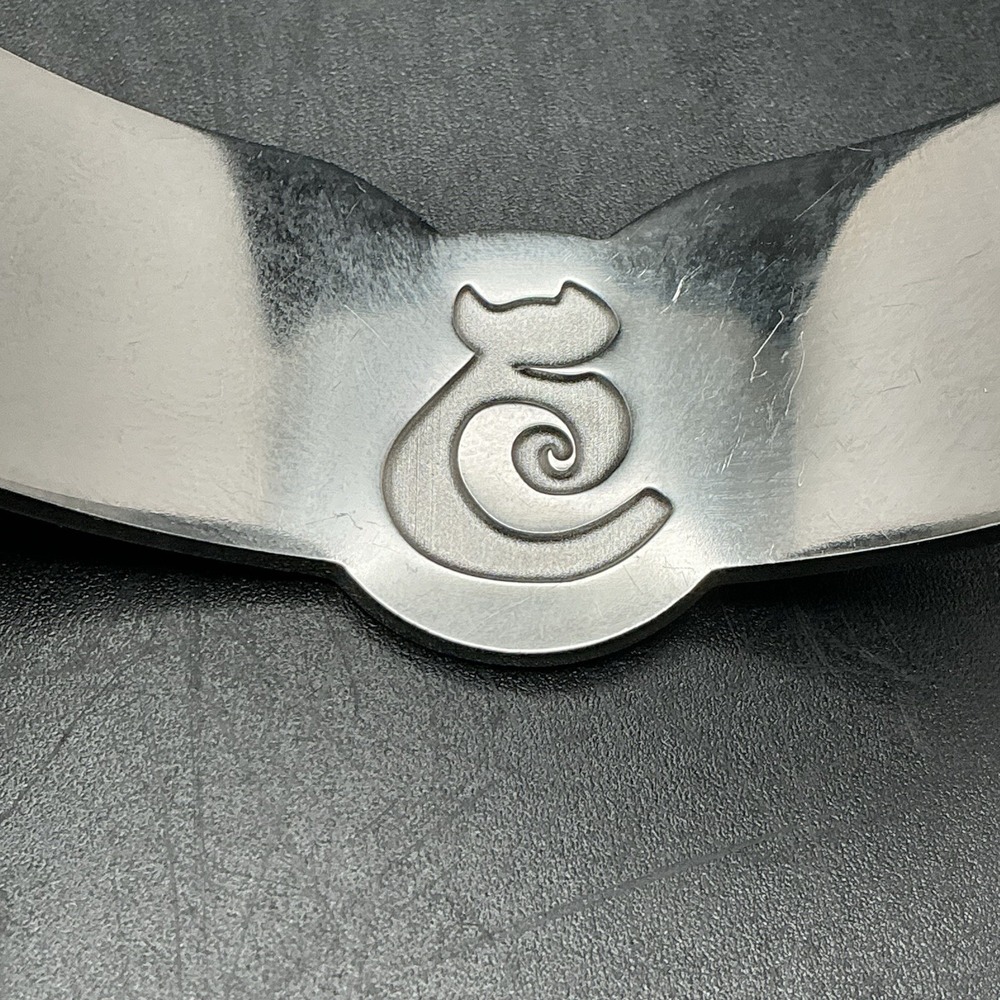 Cat Lady Silver Tone-White Enamel Wide Open Cuff Bracelet Stacked Cat Ear Design - Picture 3 of 5